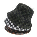 UNIQ Fashion Winter Checked Plush Faux Fur Bucket Hat for Women and Men